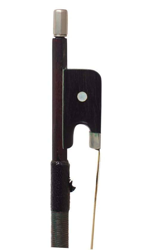 A nickel-mounted violin bow, unstamped