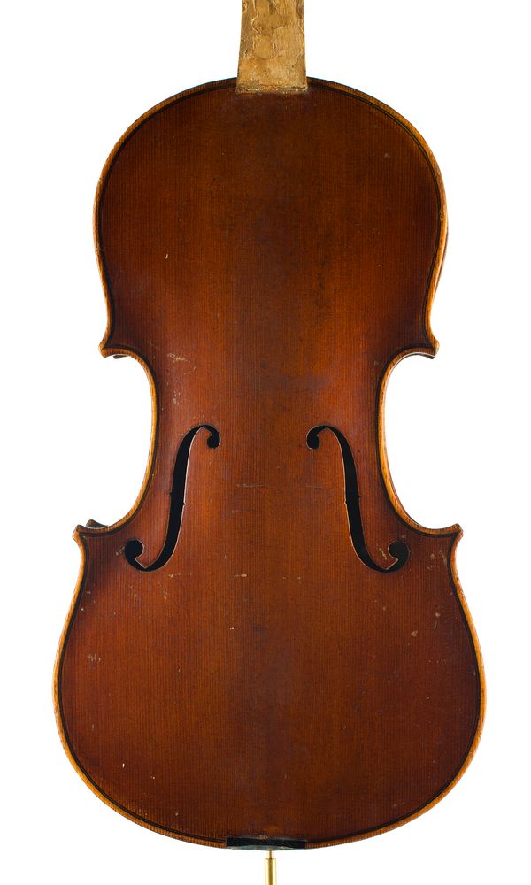 A violin, labelled Copy of Antonius Stradivarius