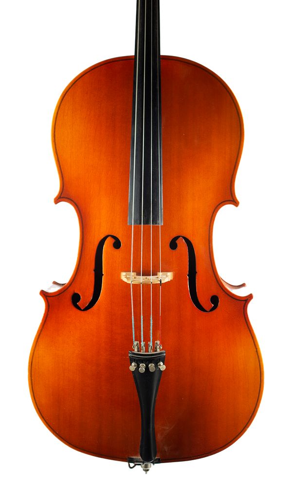 A cello, labelled VEB Musikinstrumentenbau, Markneukirchen