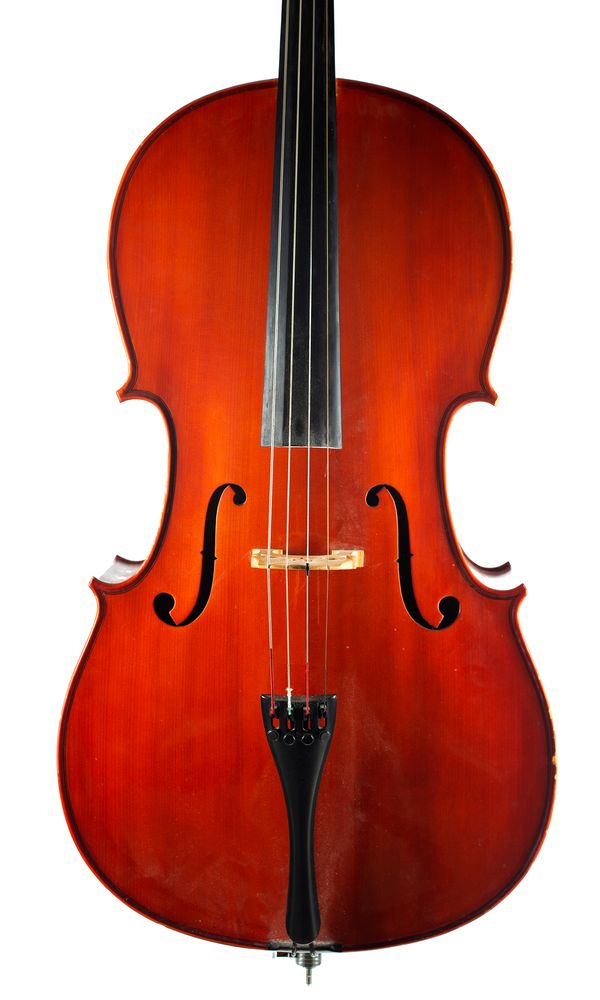 A cello, labelled The Stentor Student II