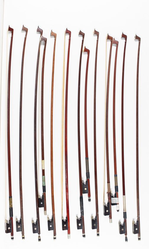 Twenty violin bows, various sizes