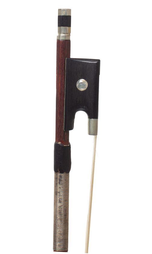 A nickel-mounted violin bow, probably France