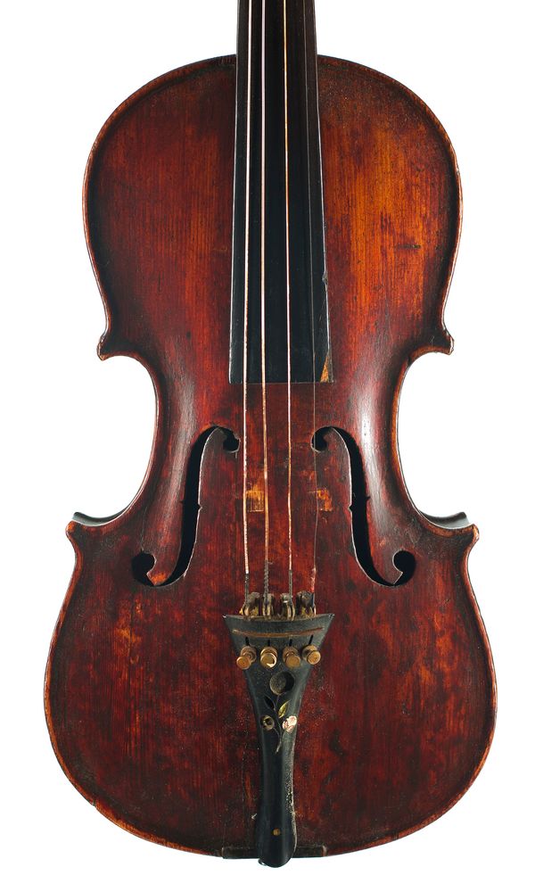 A three-quarter sized violin, labelled Franciscus Gobettus