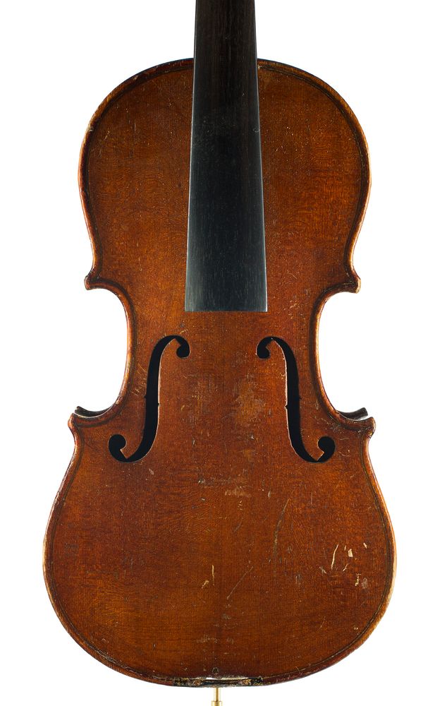 A half-sized violin, labelled The Maidstone