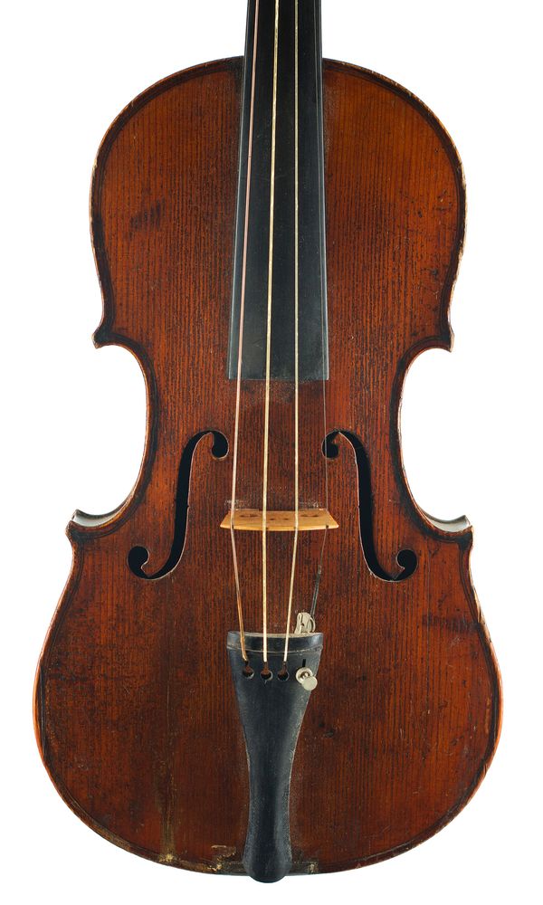 A three-quarter sized violin, labelled Antonius Stradivarius