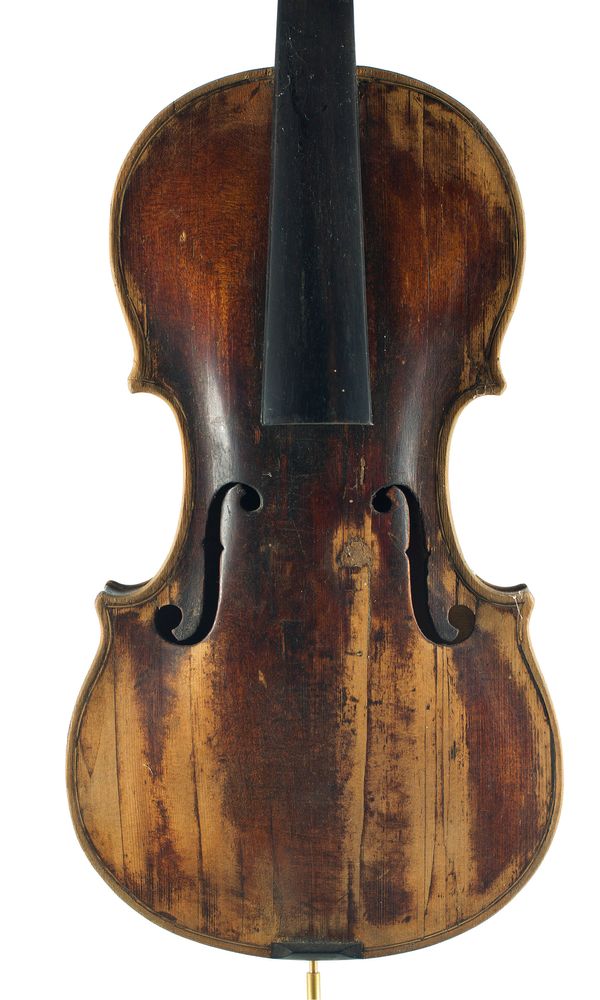 A violin, faintly labelled