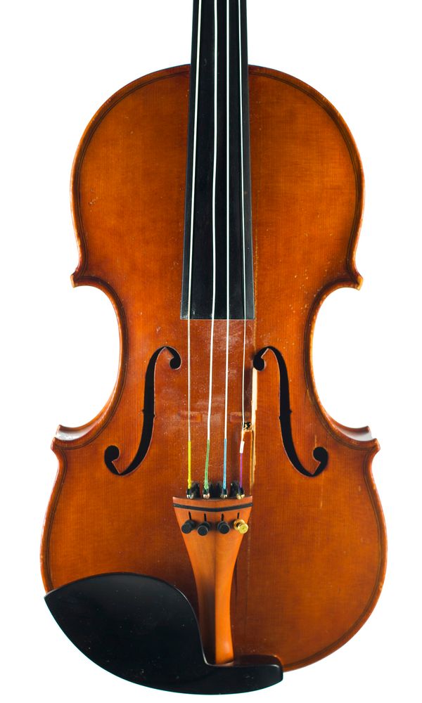 A violin, labelled Ernest R. Voigt, London 1960