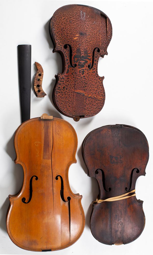 Three violin bodies