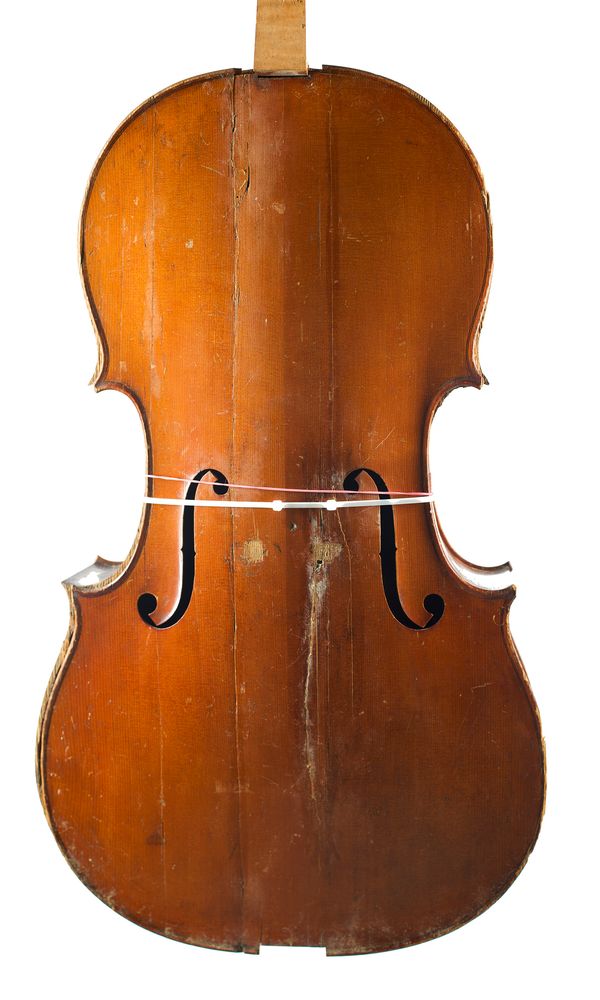 A cello, labelled Ch. J. B. Collin-Mezin, Luthier, Paris