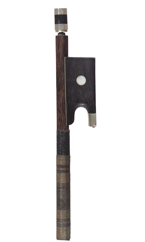 A nickel-mounted violin bow, circa 1840