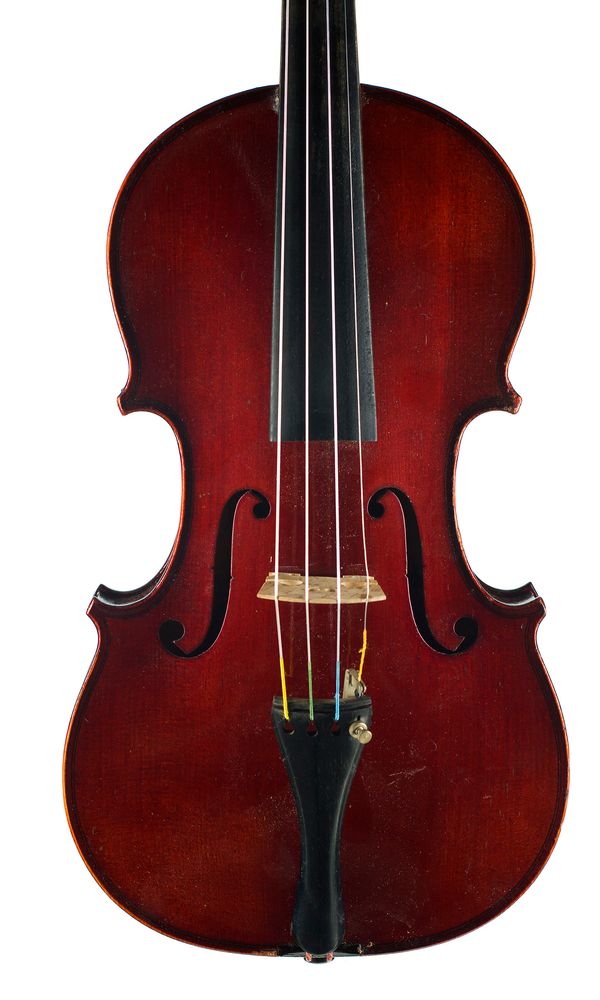 A violin, labelled Copie de Antonius Stradivarius