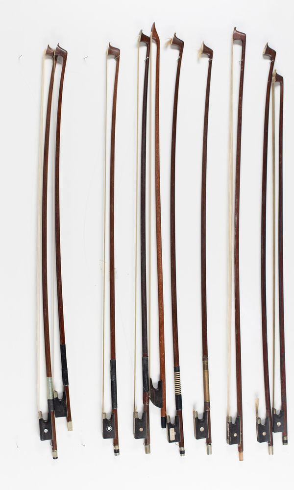 Ten violin bows, various sizes