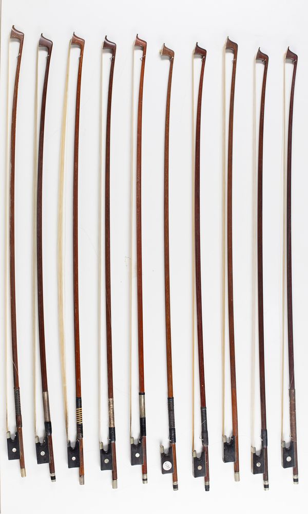 Ten violin bows