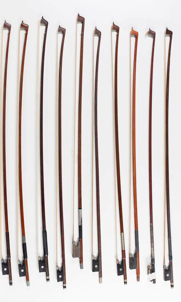 Ten violin bows