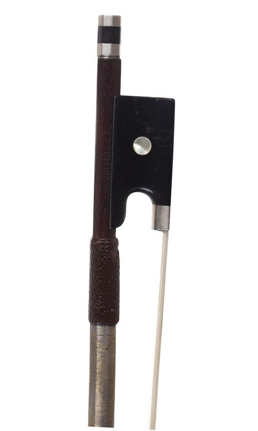A silver-mounted violin bow by F. Winkler