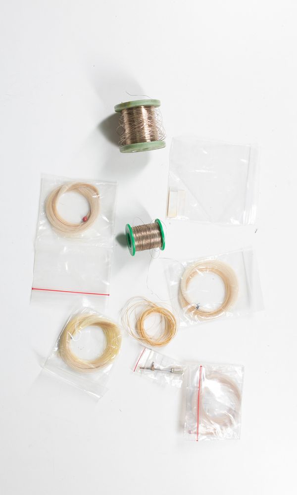 A collection of various bow parts