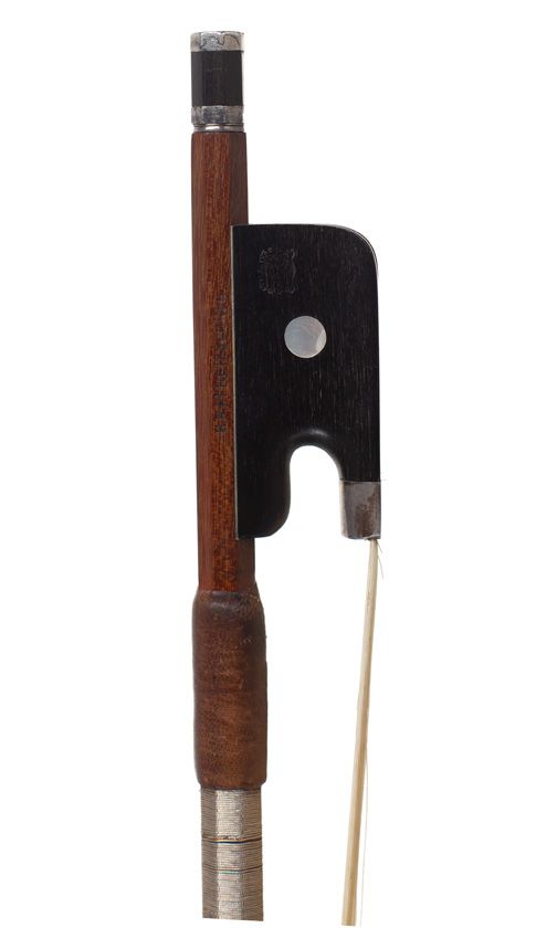 A silver-mounted cello bow by H. R. Pfretzschner, Germany