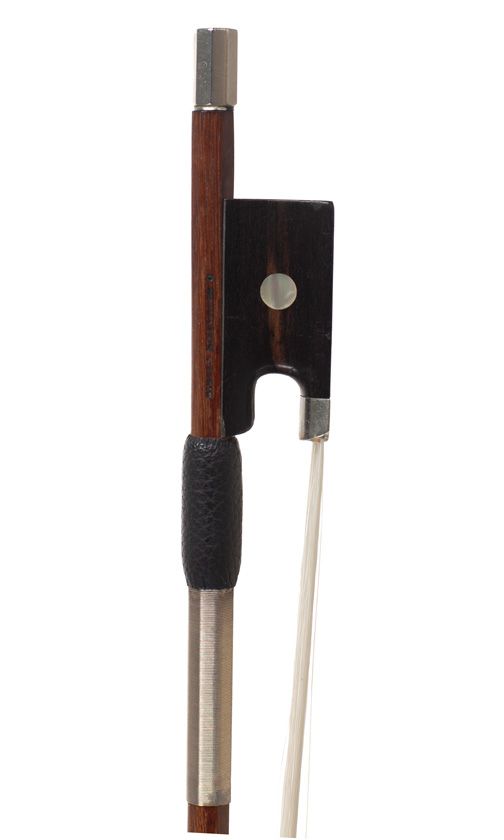 A nickel-mounted violin bow by C. A. Thomassin, Paris
