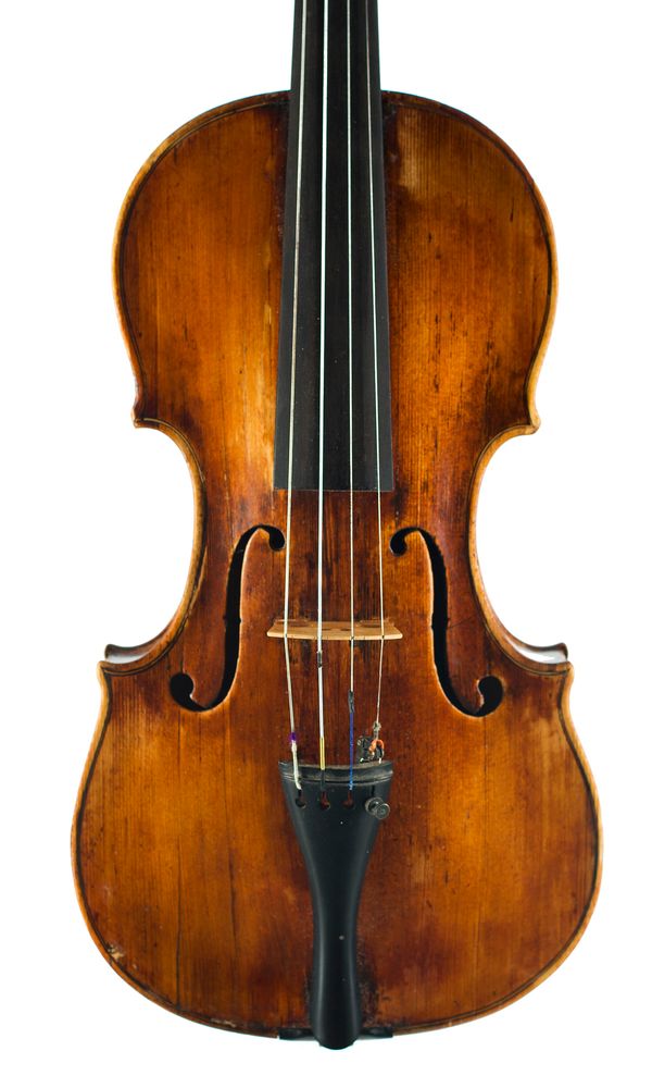 A violin, labelled Jacopo Brandini