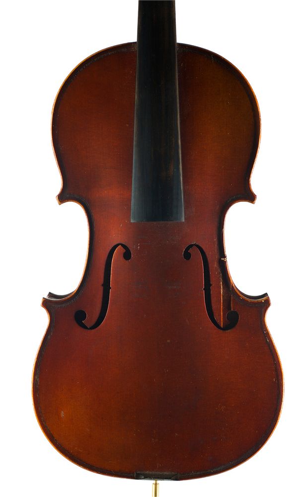 A violin, labelled Médio Fino