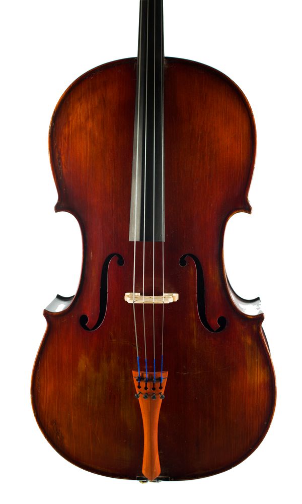 A cello, labelled H. Emile Blondelet