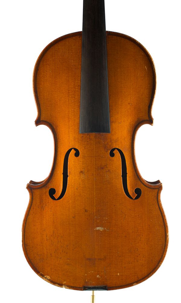 A violin, labelled Hawkes & Son