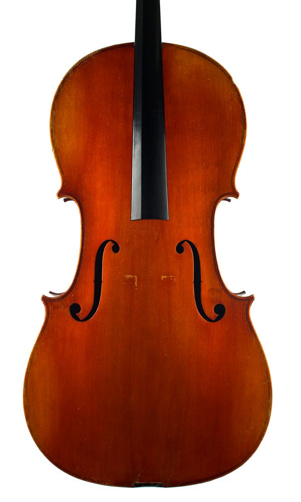A cello, labelled Jean Baptiste Vuillaume