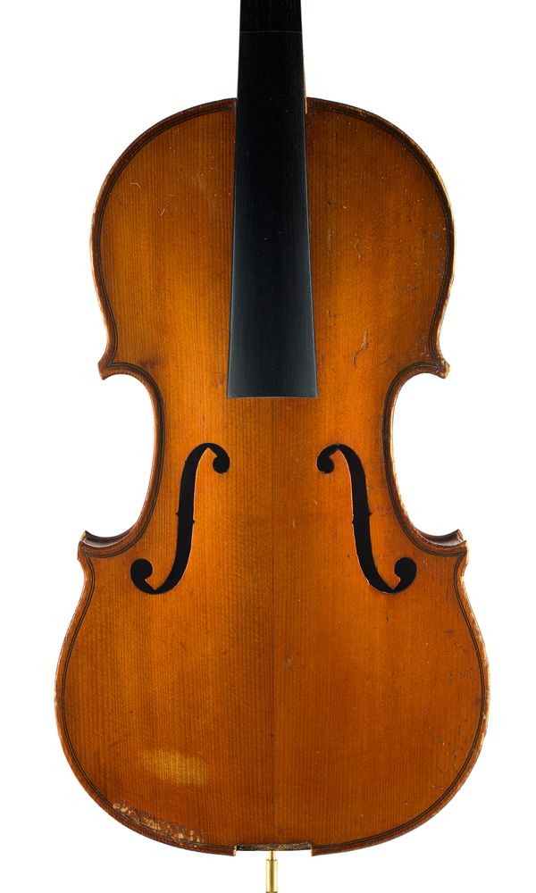 A violin, labelled Maurice Bourguignon