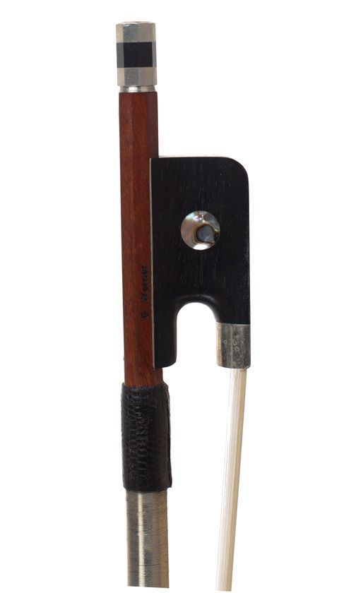 A silver-mounted cello bow by G. Werner