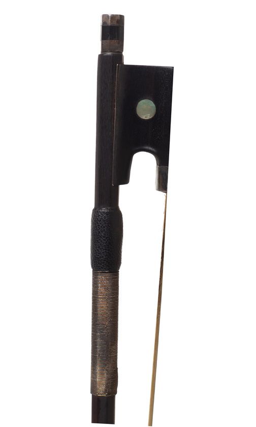 A silver-mounted violin bow, unstamped