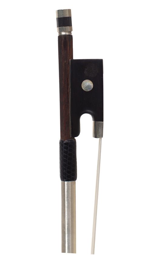 A nickel-mounted violin bow, Workshop of Bazin