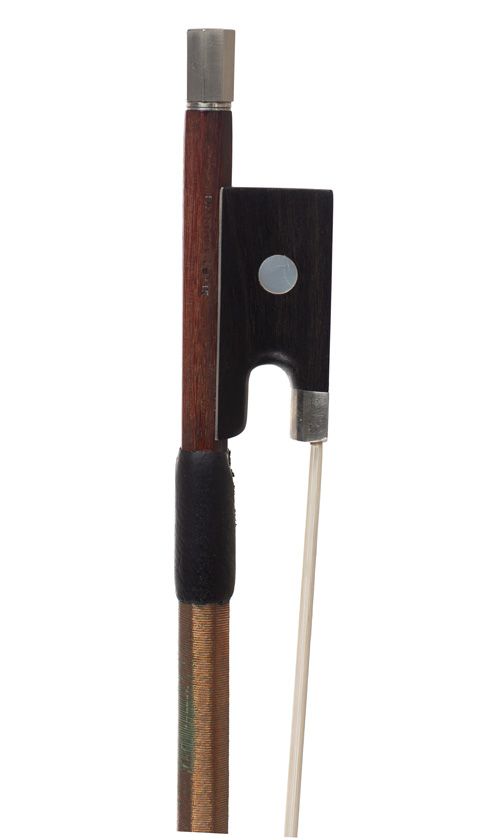 A nickel-mounted violin bow by François Lotte