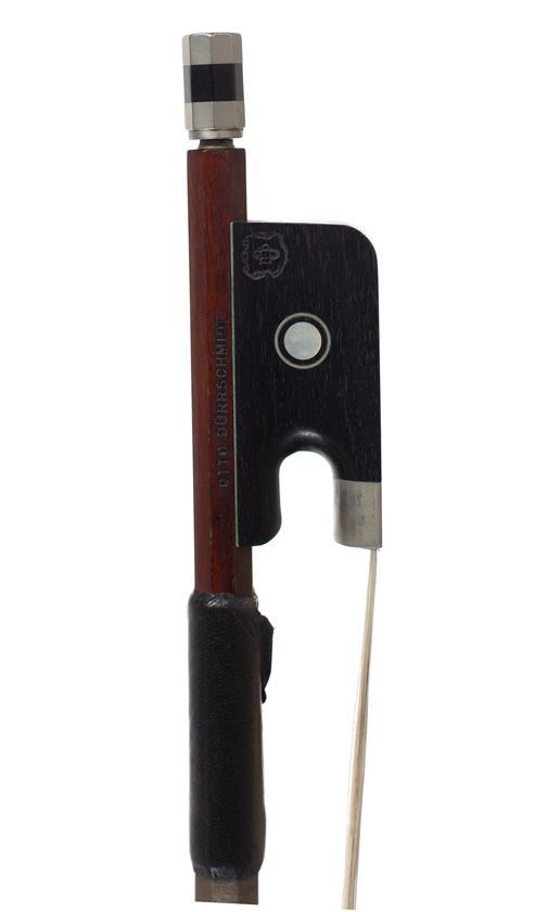A nickel-mounted cello bow by Otto Durrschmidt