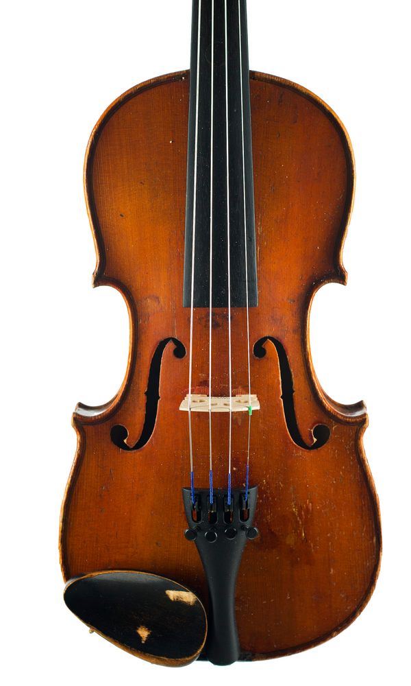 A half-sized violin, labelled bienfait