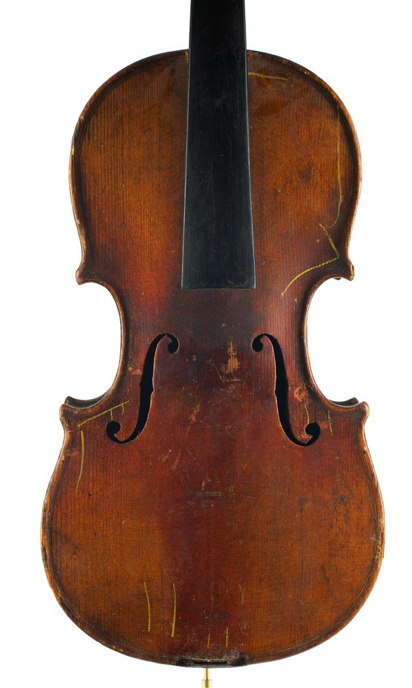 A half-sized violin, labelled Antonius Amati