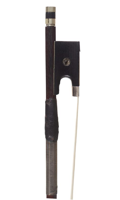 A silver-mounted violin bow, unstamped