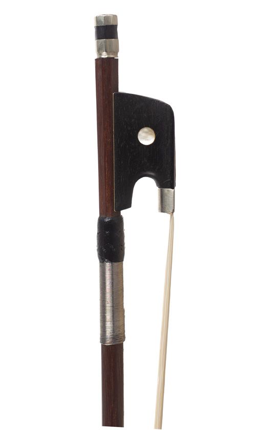 A nickel-mounted child's cello bow, unstamped