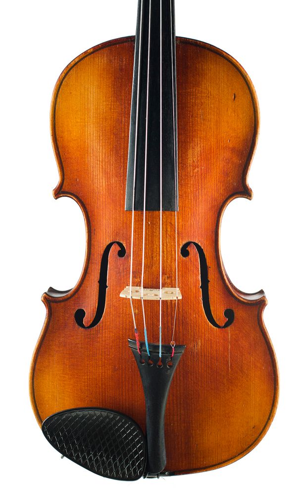 A violin, labelled V. F. Cerveny & Sons