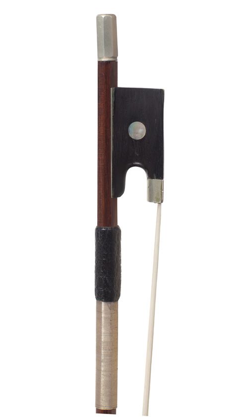 A nickel-mounted violin bow, unstamped