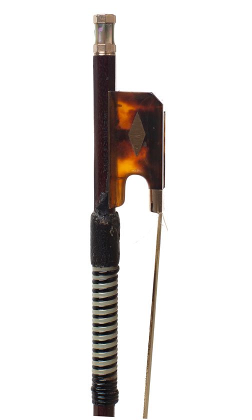A gold and tortoiseshell-mounted violin bow by W. E. Hill & Sons, London