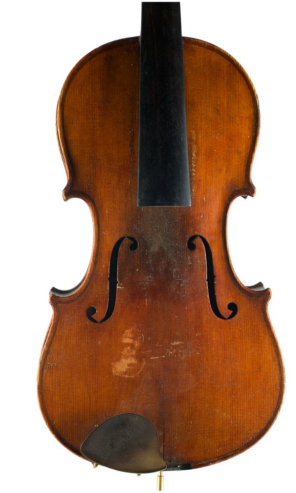 A violin labelled Manufactured in Berlin
