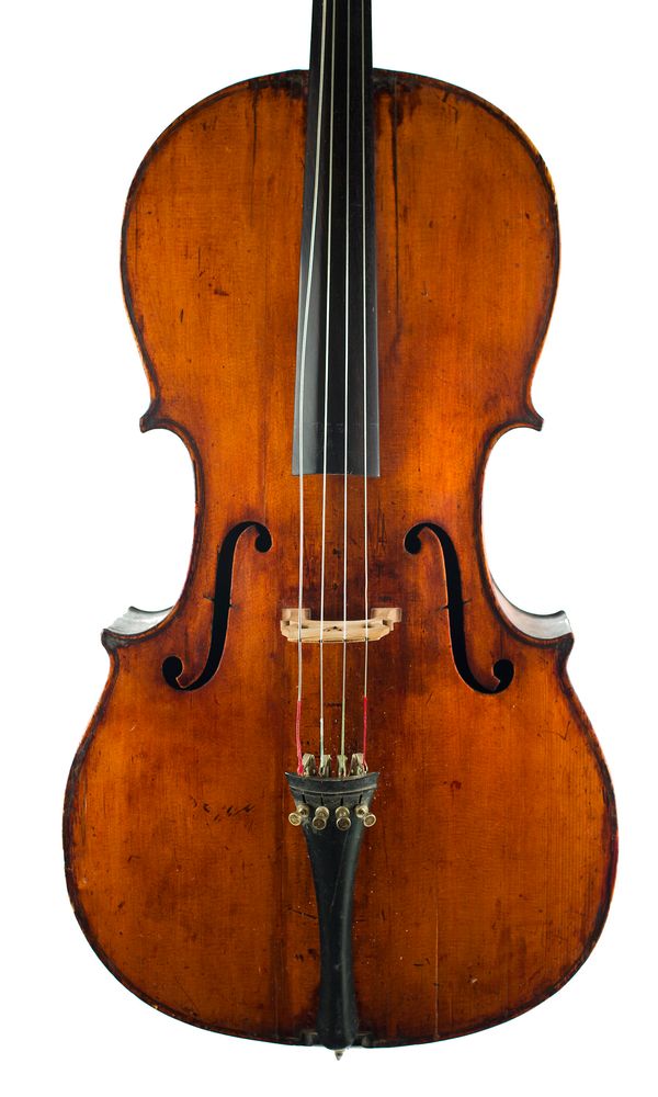 A cello, with repairers' labels