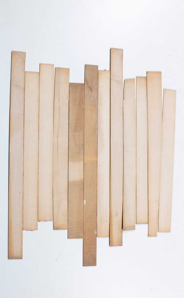 Twelve violin ribs, maple