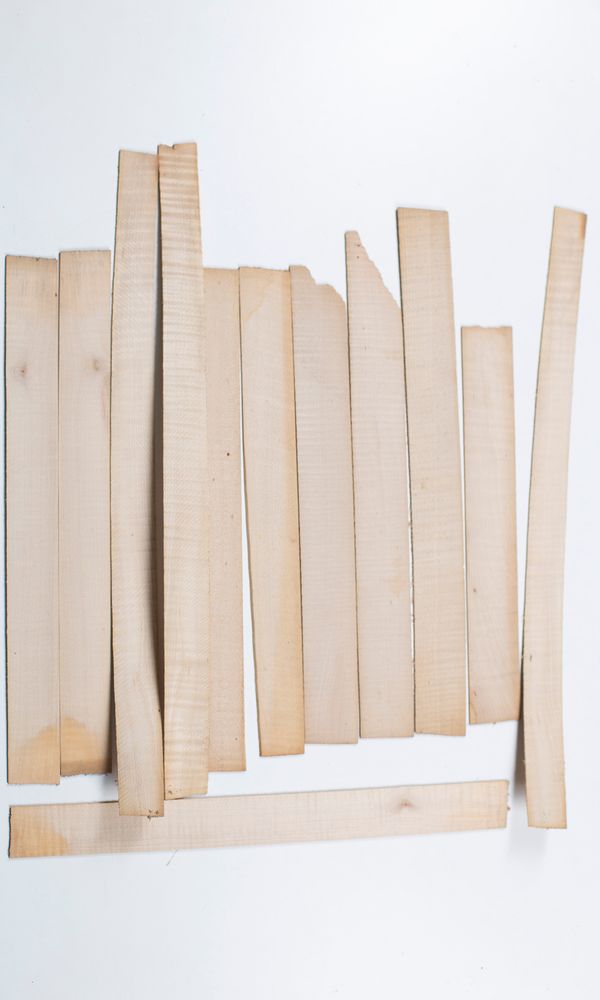 Twelve violin ribs, maple