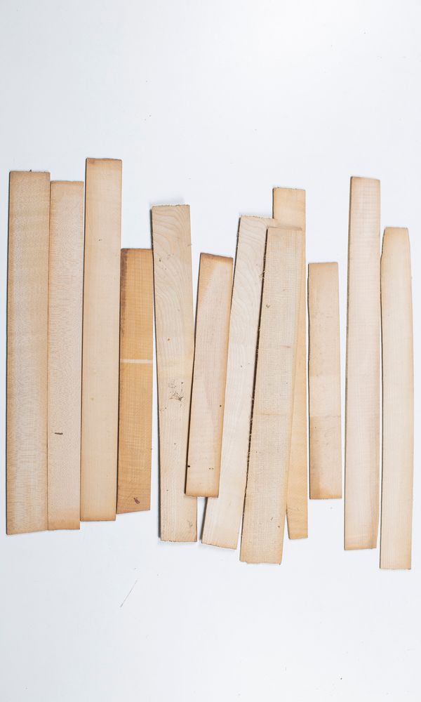 Twelve violin ribs, maple