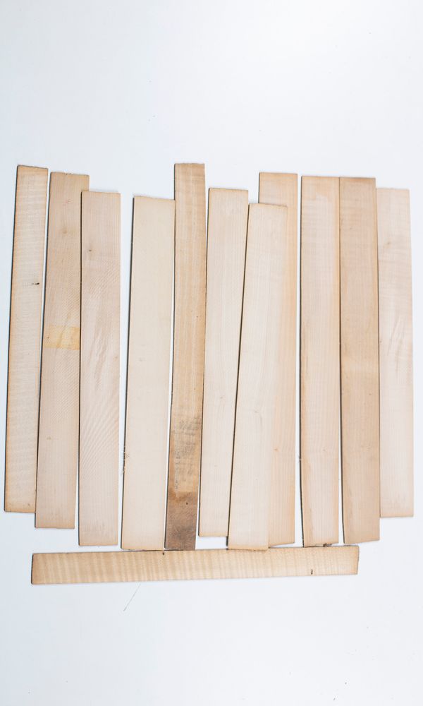 Twelve violin ribs, maple