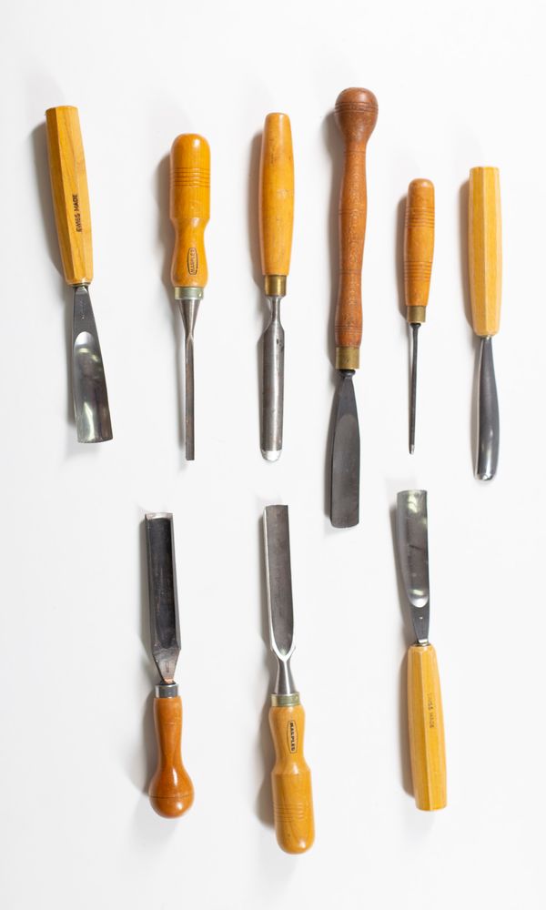 A set of nine gouges