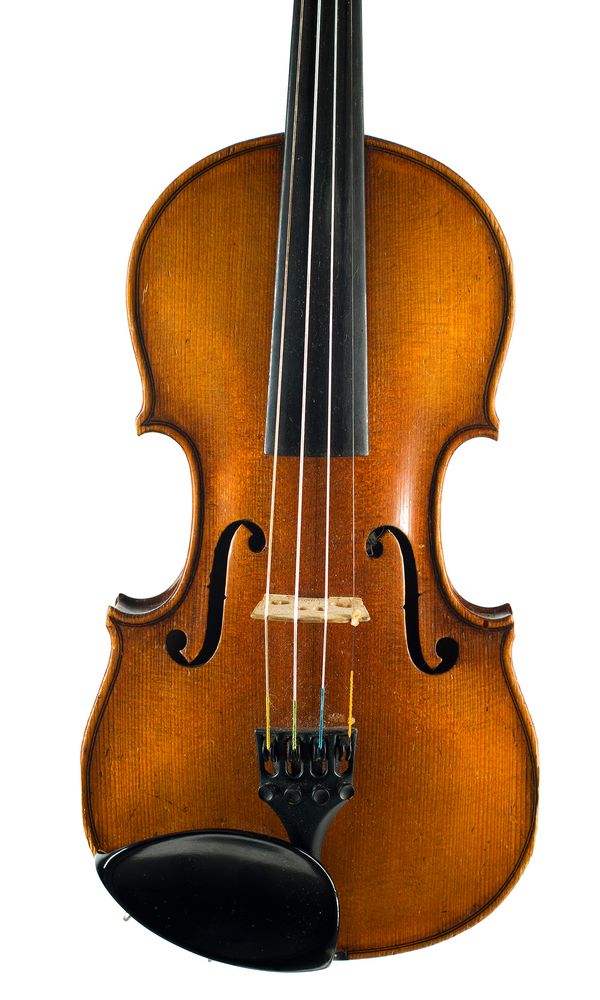 A three-quarter sized violin, unlabelled over 100 years old