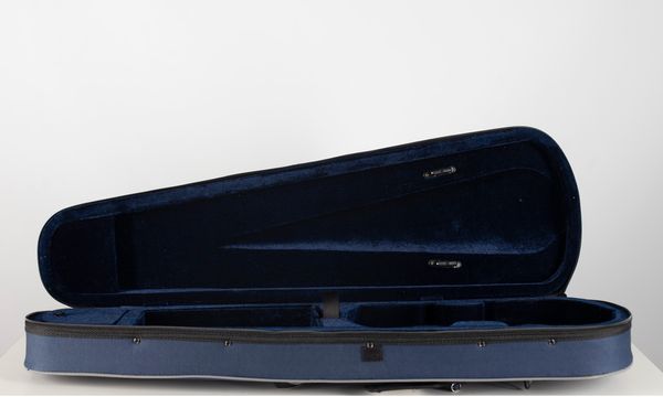 A  blue violin case