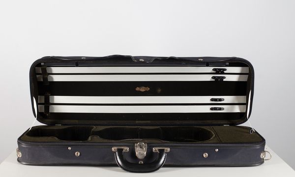 A violin case, branded Negri